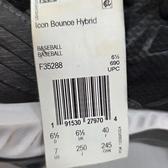 NWT Adidas Icon Bounce Hybrid Mens Baseball Cleats Black White Size 7 Athletic main image 7